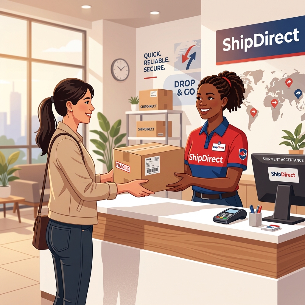 Handing box to ShipDirect agent
